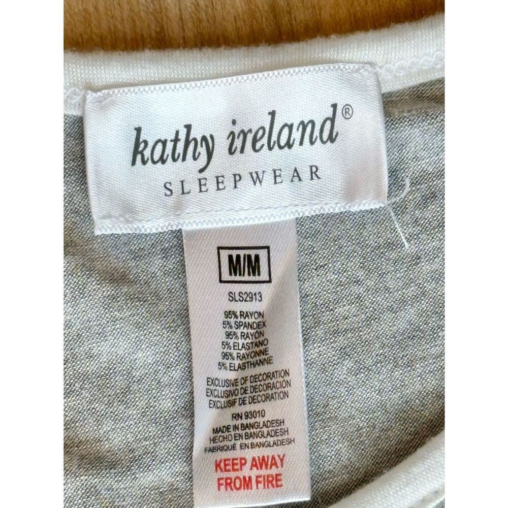 Kathy Ireland Short Sleeve Pajama Lounge Top Lace Trim Gray Med - Picture 5 of 8